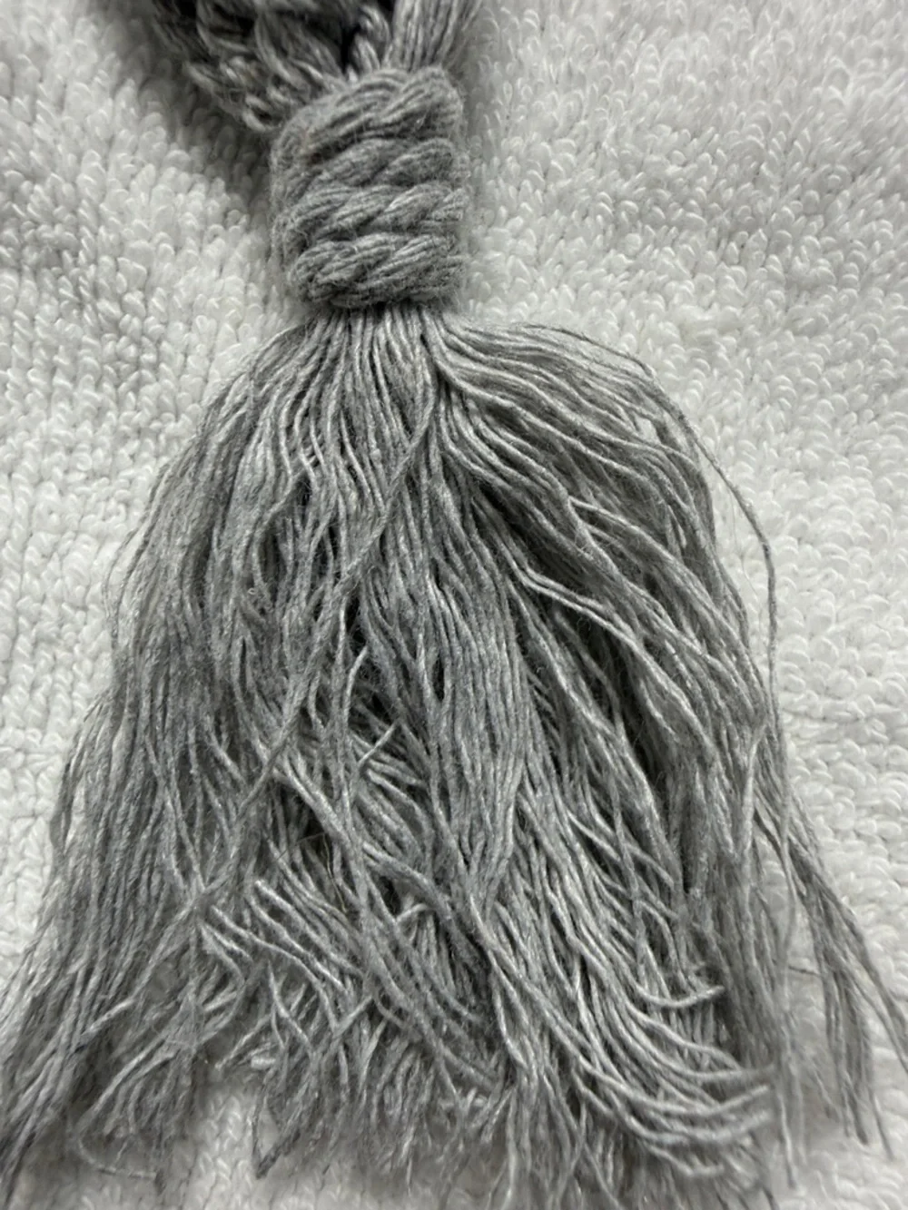 Macramé Keychain/Bagcharm-handmade Boho- Grey with Gold Hardware